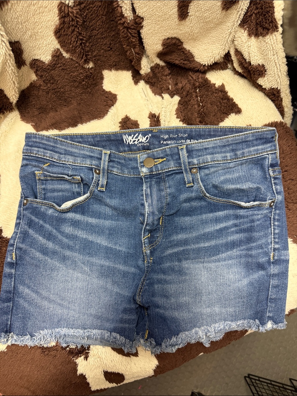 Mossimo High-Rise Blue Denim Jean Shorts with Frayed Hem